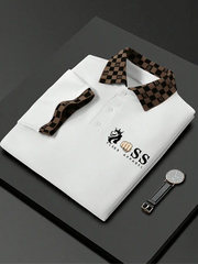 Lässiges Poloshirt für Herren mit Buchstabendruck cherishyouo