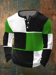 Lässiger Henley mit Kontrastwaffelmuster für Herren cherishyouo