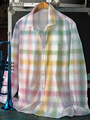 Langarmhemd mit Retro-Karomuster für Herren cherishyouo