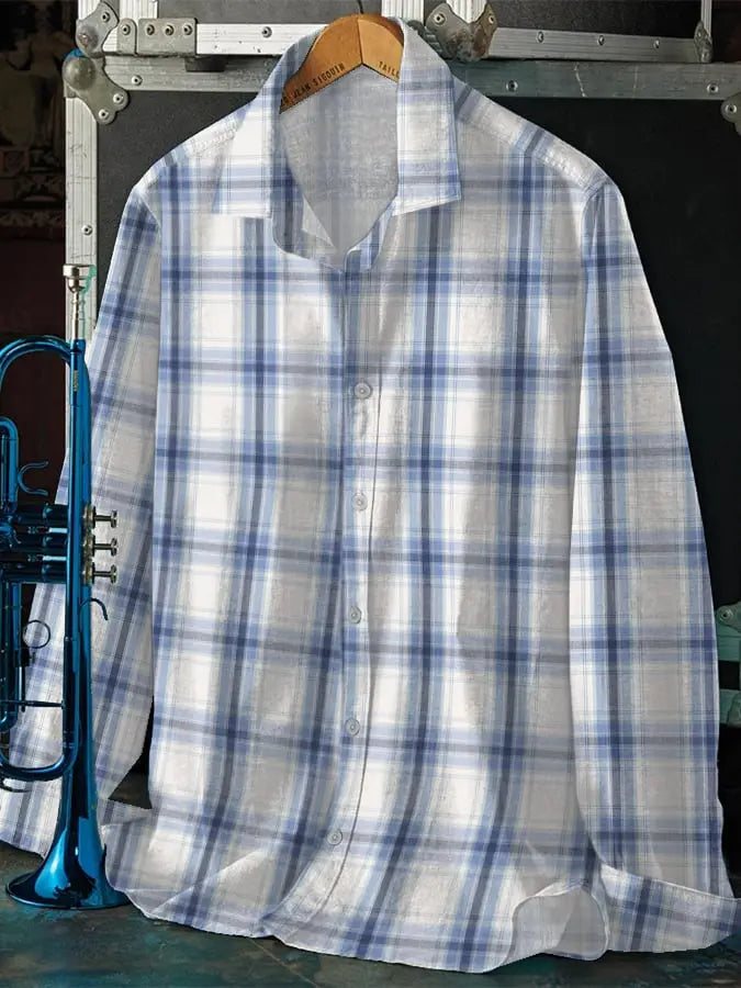 Langarmhemd mit Retro-Karomuster für Herren cherishyouo