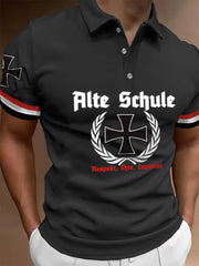 Herren Alte Schule Print Casual Polo Shirt