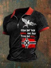 Men's All Hat a Hook only the Cross Hat four Zipper Short Sleeve Polo