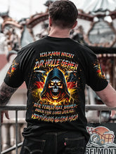 T-shirt a maniche corte stampata da uomo con la scritta "Non posso andare all'inferno"