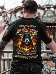 T-shirt a maniche corte stampata da uomo con la scritta "Non posso andare all'inferno"