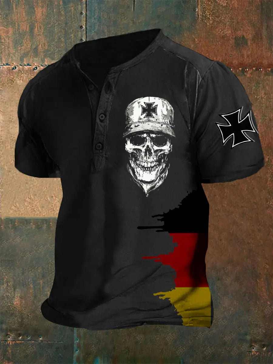Männer Eisernes Kreuz Schädel Print Shirt zartstils