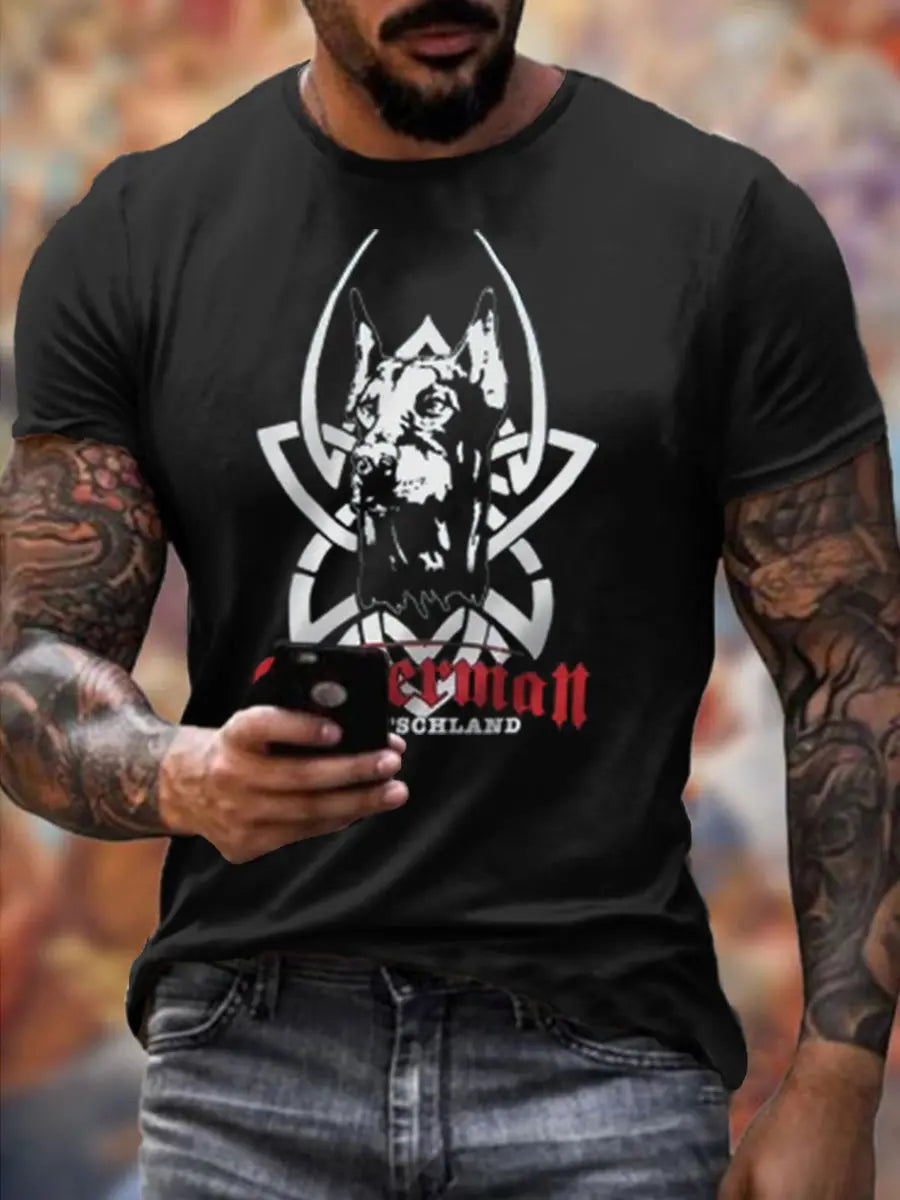 Deutschland Dobermann Bedrucktes Kurzarm-T-Shirt für Männer zartstils