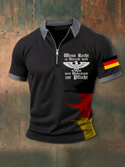 Herren Wenn Recht zu Unrecht wird Kurzarm-Polo mit Reiß verschluss zartstils