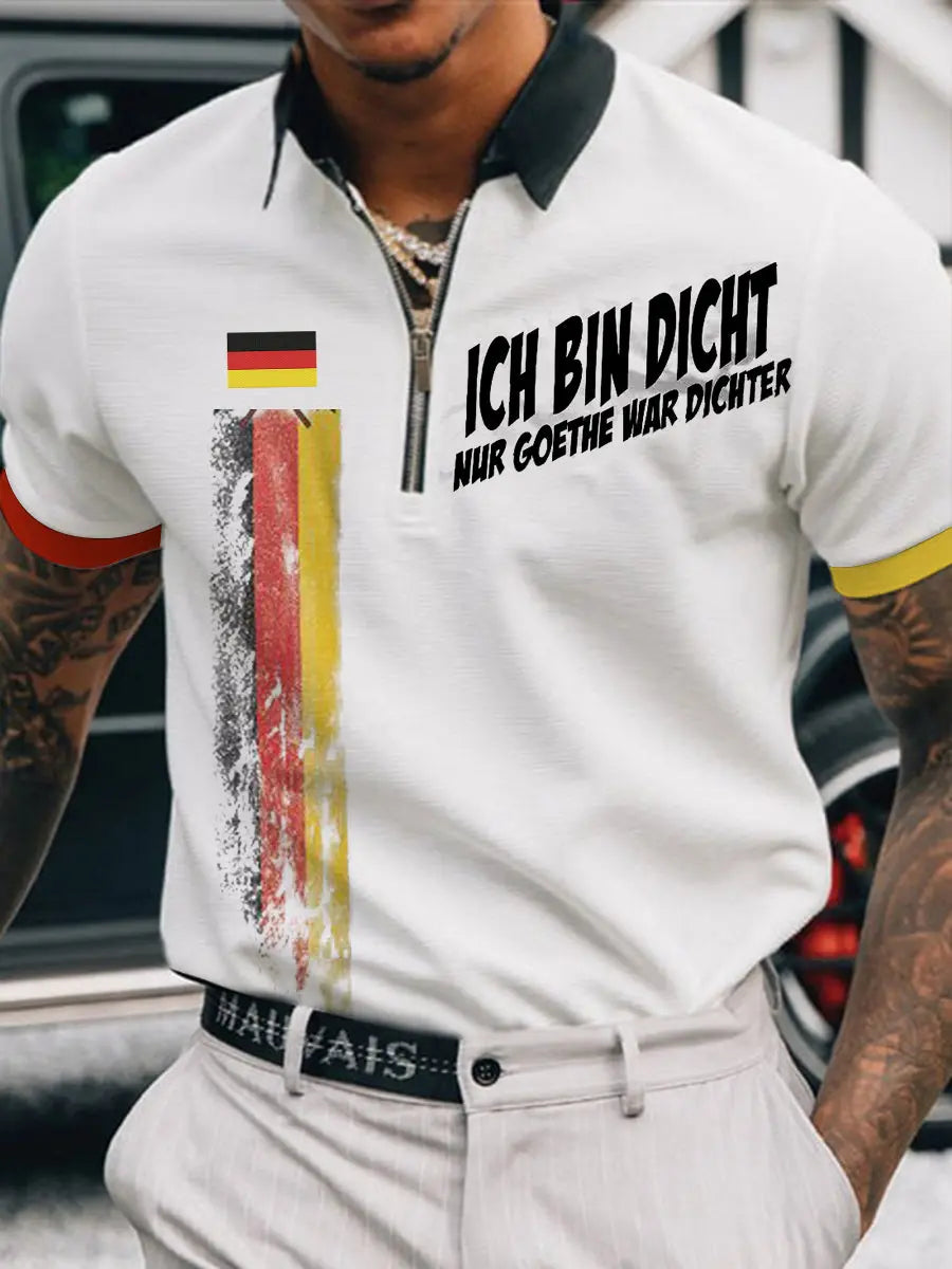 Männer Nur Goethe Krieg Dichter Bedruckt Kurzarm Polo T-Shirt zartstils