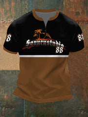 Männer Nummer 88 Print Zip Kurzarm T-Shirt zartstils