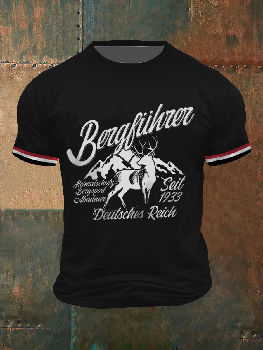 Herren Berg führer bedrucktes Kurzarm-T-Shirt zartstils