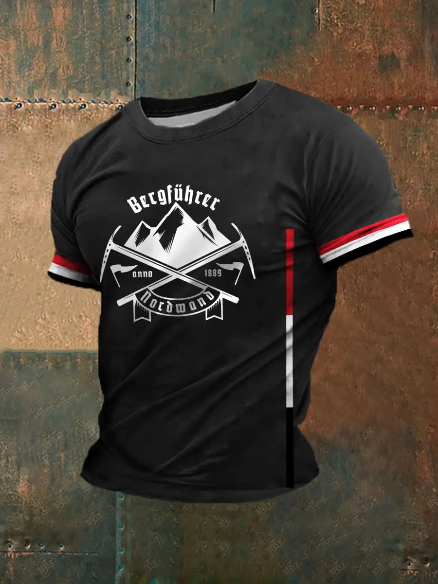Herren Berg führer bedrucktes Kurzarm-T-Shirt zartstils