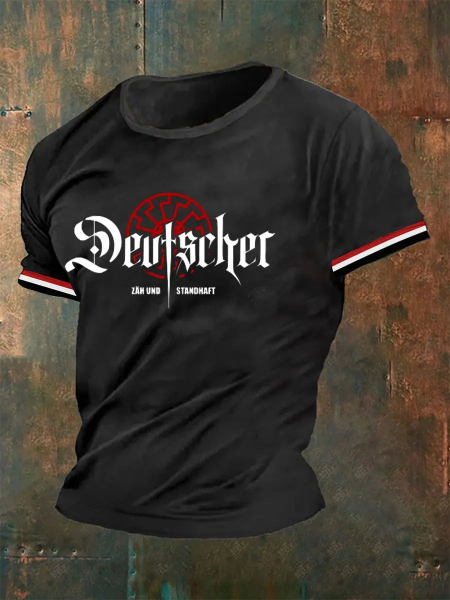 Herren Deutscher Zäh Und Standhaft Bedrucktes Kurzarm-T-Shirt zartstils