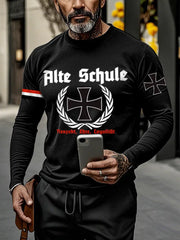 Herren Alte Schule Langarm Rundhals T-Shirt zartstils