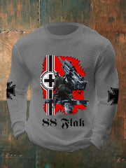 Herren 88 Flak bedrucktes Langarm Waffel-T-Shirt zartstils