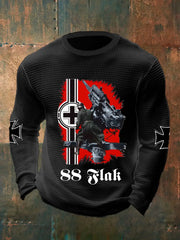 Herren 88 Flak bedrucktes Langarm Waffel-T-Shirt zartstils