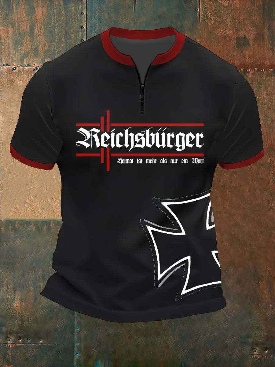 Herren Reichs bürger Heimat bedrucktes Kurzarm-T-Shirt zartstils