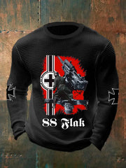 Herren 88 Flak bedrucktes Langarm Waffel-T-Shirt zartstils