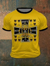 Männer preußischer König Schlacht Flagge 1870 bedrucktes Kurzarm-T-Shirt zartstils