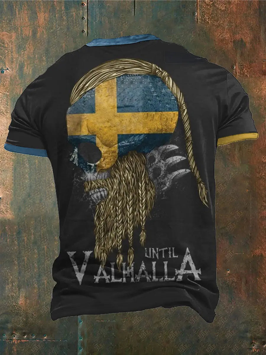 Herren Sweden Viking Style Bedrucktes T-Shirt zartstils