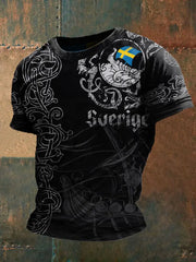Herren Sweden Viking Style Bedrucktes T-Shirt zartstils