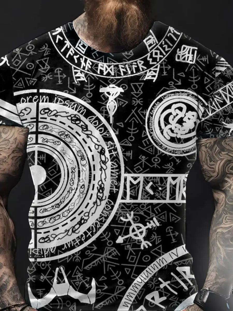 Herren Viking Style Vegvisir Bedrucktes T-Shirt zartstils