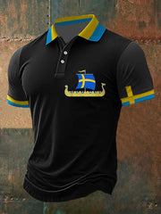 Herren Sweden Viking Style Bedrucktes Polo-Shirt zartstils