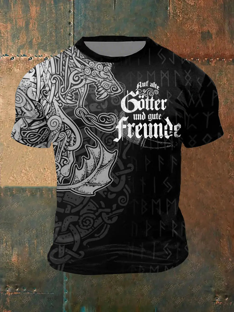 Herren Viking bedrucktes Kurzarm-T-Shirt zartstils