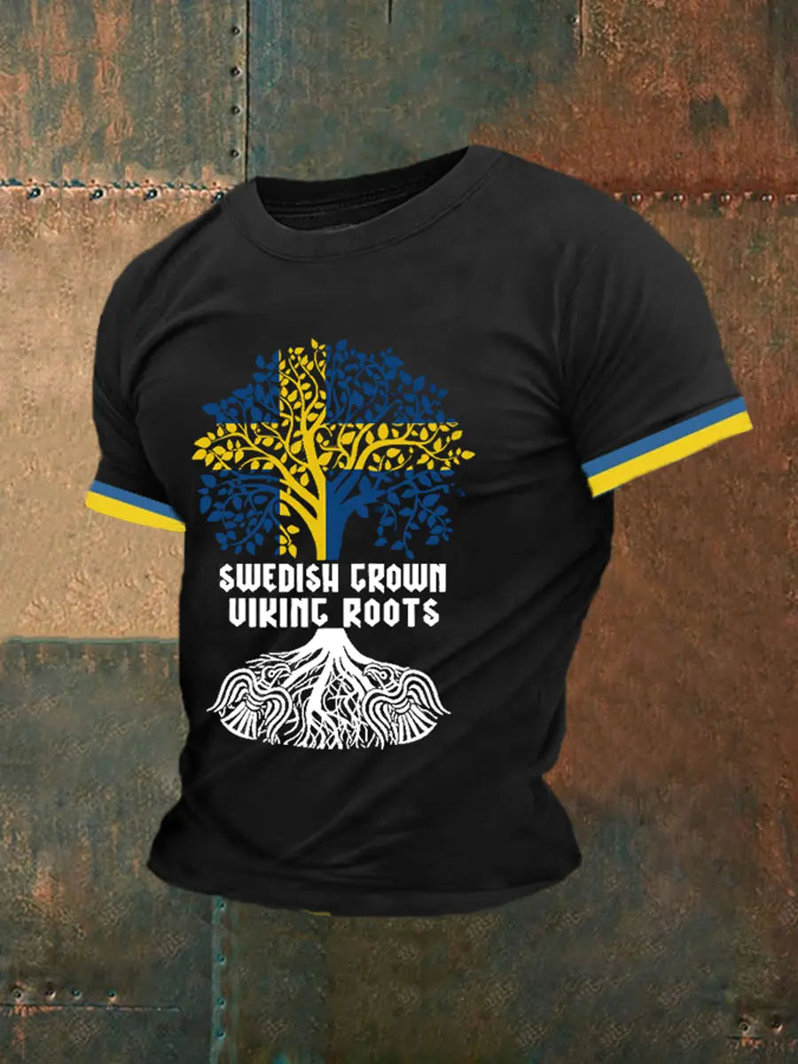 Herren T-Shirt mit kurzen Ärmeln für erwachsene Wikinger wurzeln zartstils