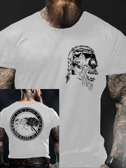 Herren Viking Style Odin & Wolf Bedrucktes T- Shirt zartstils