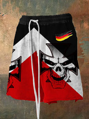 Herren Eisernes Kreuz Schädel druck Lässige kurze Hosen zartstils