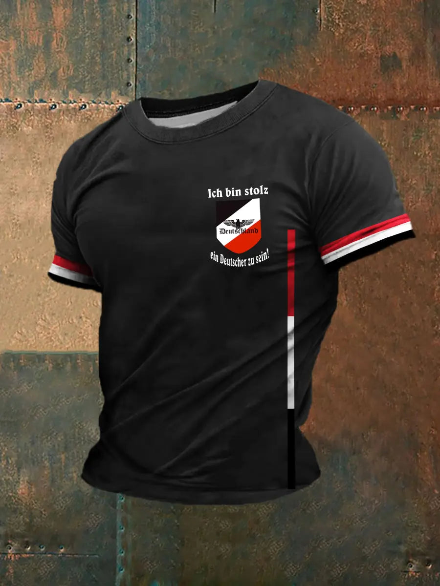 Herren Ich bin stolz ein Deutscher zu sein bedrucktes Kurzarm-T-Shirt zartstils