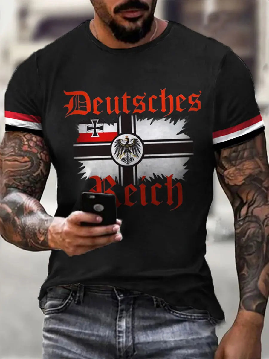 Deutsches Reich bedrucktes Kurzarm-T-Shirt für Männer zartstils