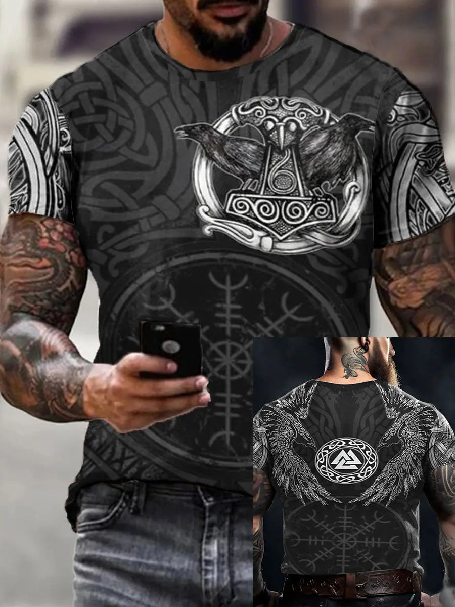 Herren Viking Style Vegvísir & Raben Bedrucktes T-Shirt zartstils