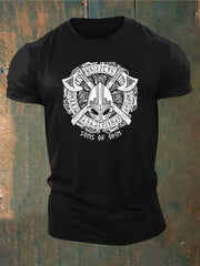 Männer Viking Style Söhne von Odin bedrucktes T-Shirt zartstils