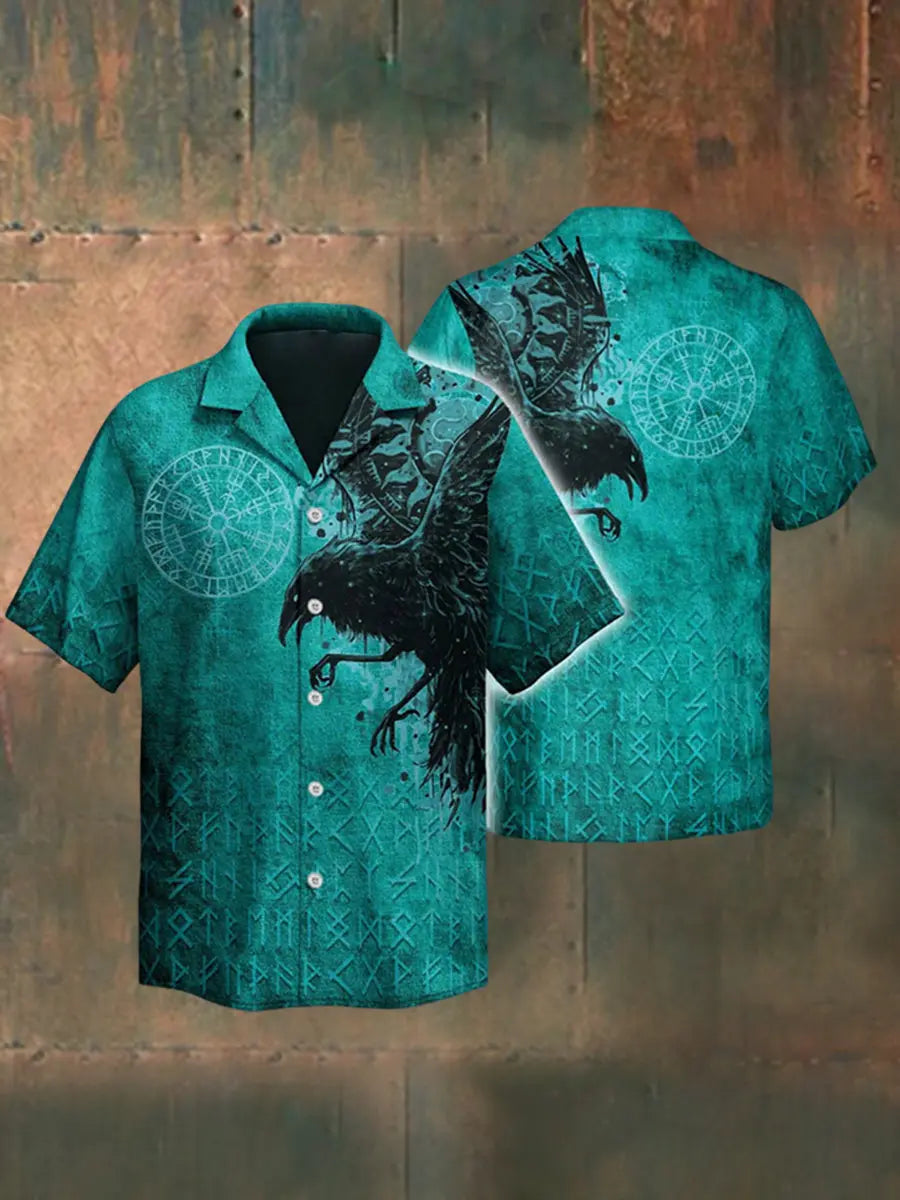 Herren Raben Omen Die Weisheit von Odin erwartet kurzärmliges Hemd zartstils