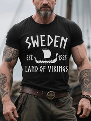 Herren Retro Schweden Land der Wikinger Casual T-Shirt zartstils