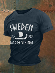 Herren Retro Schweden Land der Wikinger Casual T-Shirt zartstils