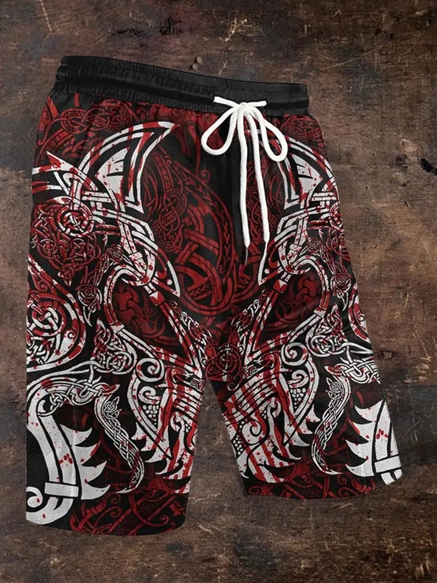 Herren-Shorts mit Viking-Print zartstils