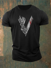 Männer Wikinger Stil Krieger Bedrucktes T-Shirt zartstils