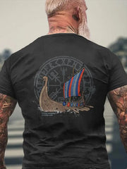 Gedrucktes Schiff im Wikinger-Stil für Männer T-Shirt zartstils