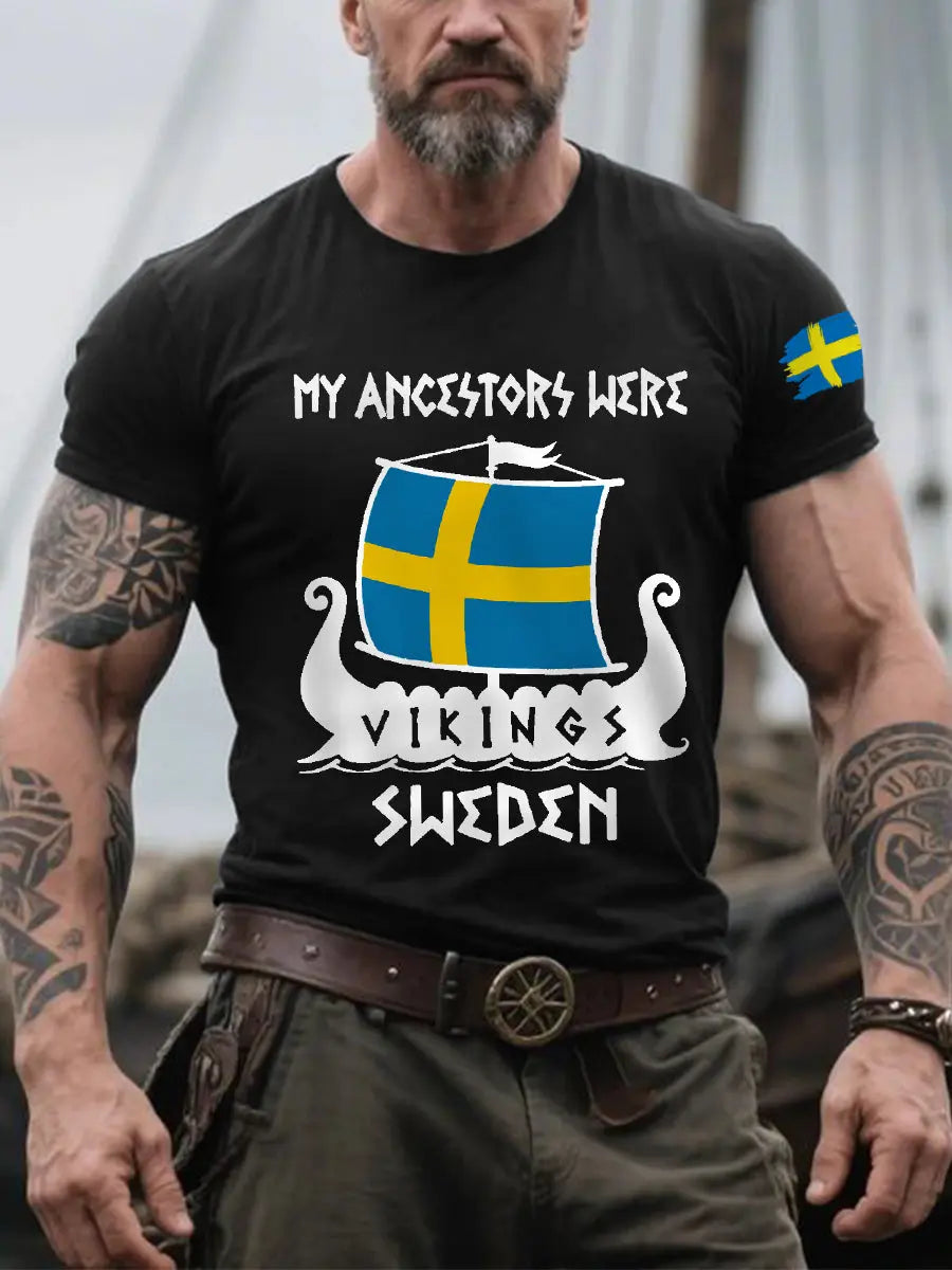 Herren Retro Meine Vorfahren waren Viking Sweden Casual T-Shirt zartstils