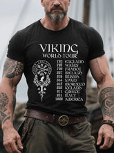 Herren Retro Viking World Tour Viking Blood Nordic Style Casual T-Shirt zartstils