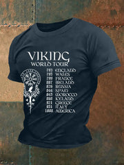 Herren Retro Viking World Tour Viking Blood Nordic Style Casual T-Shirt zartstils