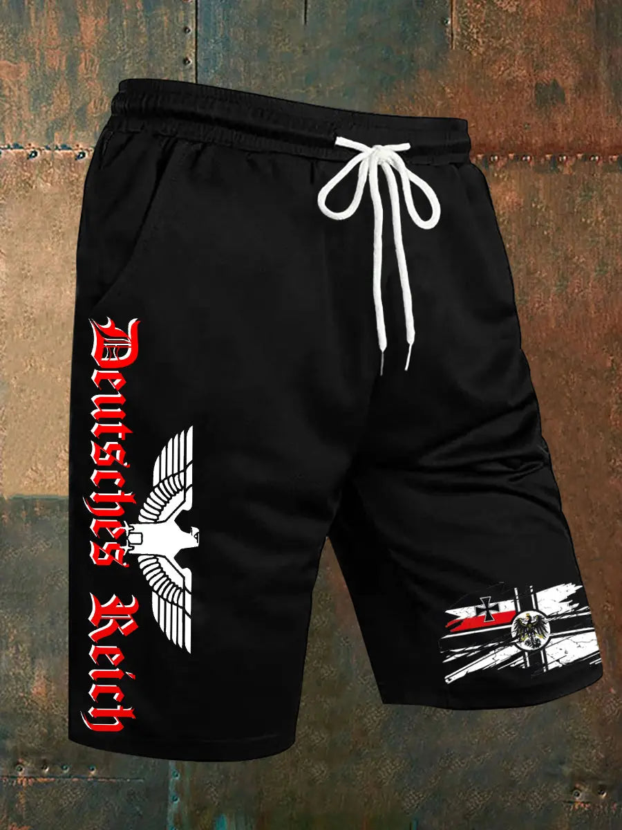 Herren Deutsches Reich Print Freizeit shorts zartstils