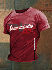 Herren-Kurzarm-T-Shirt Sonnen braun 8 bedruckt zartstils