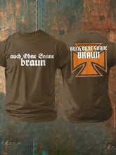 Männer Auch ohne Sonne braun bedrucktes Kurzarm-T-Shirt zartstils