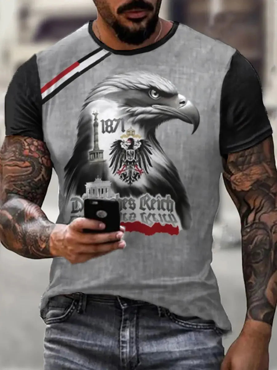 Deutsches Reich bedrucktes Kurzarm-T-Shirt für Männer zartstils