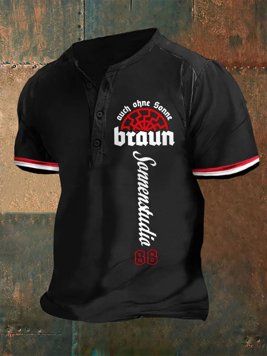 Männer Auch ohne Sonne Braun 88 bedrucktes Kurzarm-T-Shirt zartstils