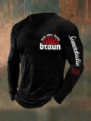Herren Auch Ohne Sonne Braun 88 Bedrucktes Langarm T-Shirt zartstils