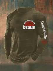 Herren Auch Ohne Sonne Braun 88 Bedrucktes Langarm T-Shirt zartstils